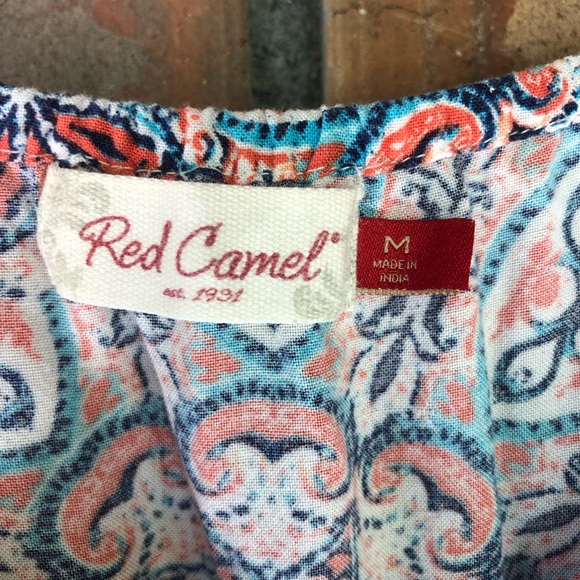 Red Camel Summer Mini Dress Floral W Pockets Womens Size Medium - Picture 5 of 5